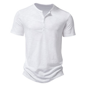T-shirt d'été à la mode pour hommes O-Colar Short Sleeve Casual Slim Tops Solid White for Polo Style - Product Image 1