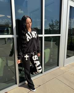 Sweats à capuche zippés avec impression brodée à l'acide, jogging et pantalon de jogging évasé et empilé, ensemble pantalon de survêtement et sweat à capuche - Product Image 4