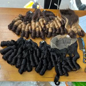 MEJOR VENTA BOUNCY FUNMI RILS SUPER DOBLE DONANTE CRUDO EXTENSIONES DE CABELLO HUMANO VIETNAMITA PARA HACER PELUCAS - Product Image 2