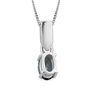 Colgante ovalado de Topacio Azul de Londres, ajuste de punta de plata 925, joyería fina hecha a mano minimalista de Ishime Jewels para mujer - Product Image 5