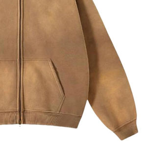 Sudadera con Capucha Extra Grande de Estilo Cuadrado para Hombre, Personalizada, de Alta Calidad, Estilo Urbano, Lavado Ácido, Desgastada, Lisa, Vintage, con Cremallera - Product Image 6