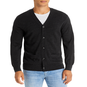 Cardigan da Uomo Bloomingdale'<span class=keywords><strong>s</strong></span> in Lana Merino con Scollo a V, Grigio, Taglia <span class=keywords><strong>S</strong></span>, Decorazione con Bottoni, Chiusura con Cerniera, Lavorazione a Maglia Piatta, Motivo Stampato, ODM - Product Image 1