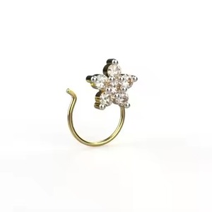 18k Or Jaune Certifié Lab Grown Diamant Charismatique Nez broche Floral Design Fine Piercing Bijoux Pour Femmes Usage Quotidien - Product Image 2