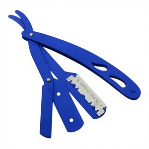 -Professional Straight Edge Barber <b>Razor</b> with Electric Blue Ventilated Handle and Secure Double-Edge Blade Locking System - Product Image 1