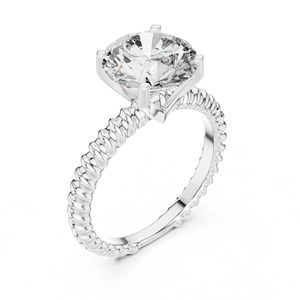 Bague solitaire en or rose 14 carats pour femme avec diamant de laboratoire rond |   Anneau de tenue de bureau |   Nouveau diamant cultivé - Product Image 4