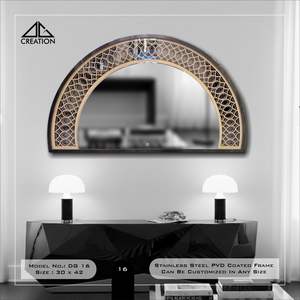 Miroir de salle de bain contemporain avec cadre en acier inoxydable revêtu de PVD, réflexion claire pour les espaces intérieurs modernes, en provenance d'Inde - Product Image 1