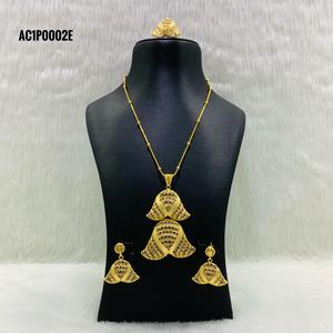 Luxury African Long Pendant Necklace Set 24K Gold Plated Statement Jewelry for Nigerian Wedding <b>Bridal</b> Party - Product Image 3