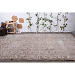 Alfombra turca Vintage Floral Beige clásica, área grande de 8,3x12,7 pies, Material de piel de lana, látex para entrada, alfombra rectangular para pasillo - Product Image 1