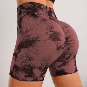 Personnalisé Tie Dye Yoga Shorts pour Femmes Sexy Gym En Plein Air Fitness Pantalon Confortable Taille Haute Élastique Serré Sport Pantalon Gym - Product Image 1