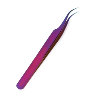 Extensions de cils en acier inoxydable de qualité fine pince à épiler modèle d'applicateur incliné en fibre de volume incurvé droit pour les amateurs de beauté - Product Image 4