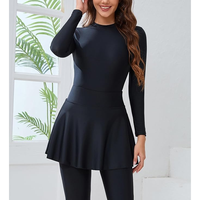 Trajes de baño islámicos de manga larga para mujer Modest Muslim 4 PCS | Full Cover Rash Guard | Traje de baño árabe
