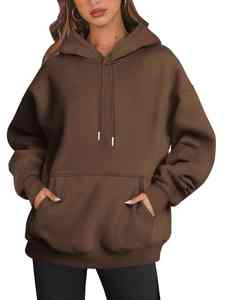 Women's Winter Casual Streetwear Oversize Heavyweight Solid Color <b>Velour</b> 100% Cotton <b>Hoodies</b> - Product Image 2