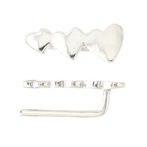 Adjustable Size 925 Sterling Silver Minimal Three Hearts <b>Ear</b> <b>Climbers</b> Earrings Cute Designed 18K Gold Plated Jewelry - Product Image 1