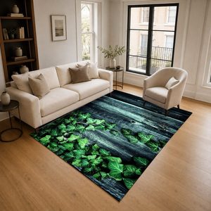 Tapis de salon en chenille antidérapant, imprimé numériquement, motif géométrique contemporain vert sauge, lavable en machine, vente en gros RUGS DEPOT LXDP-0796 - Product Image 2