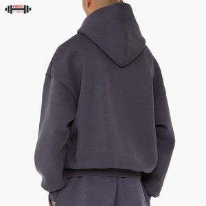 Sudadera con capucha recortada de moda en blanco para hombre, forro polar de algodón de alta calidad, ropa de calle Regular de ajuste, estampado personalizado, Invierno 300, teñido liso - Product Image 2