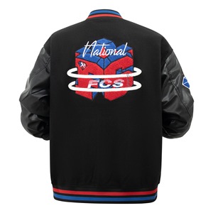 Veste universitaire de couleur unie de qualité supérieure pour hommes, uniforme de baseball ample à la mode, veste bombardier en toile imperméable et coupe-vent, veste décontractée - Product Image 2