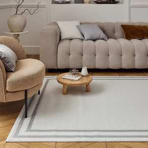 Tapis de couloir à bordure crème-gris Carmel, série 6060 - Product Image 4
