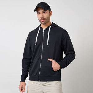 เสื้อฮู้ดมีซิปสำหรับผู้ชายผ้าฝ้าย100% มีสไตล์คอลเลกชั่นระบายอากาศได้ดีย้อมสีล้วนออกแบบโลโก้ได้ตามต้องการ - Product Image 2