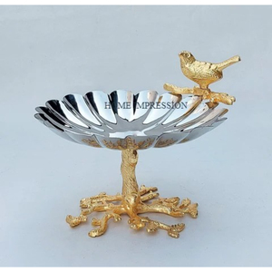 Premium Quality Metal Steel Decorative Bowl Restaurant and Hotel Table Centerpiece Serving Bowl With Aluminum Stand <b>for</b> <b>Sale</b> - Product Image 2