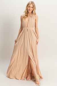 Vestido largo Maxi con espalda descubierta y cuello en V elegante para mujer, vestido Floral 100% de tela de rayón para mujer - Product Image 6