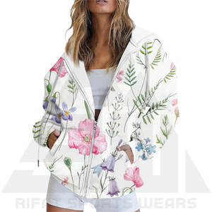 Sudadera con Capucha de Manga Larga para Mujer, de Tela de Rizo, con Estampado por Sublimación, Logotipo Personalizado en la Parte Delantera - Product Image 2