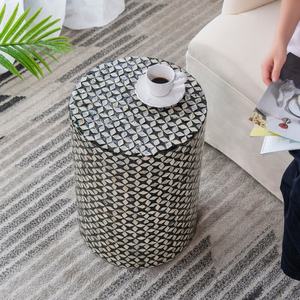 Tabouret artisanal incrusté de nacre pour salon, décoration d'hôtel, chambre à coucher et design intérieur – Tabouret fait main - Product Image 3