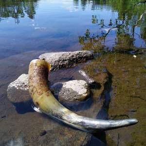 Buffalo and Ox Drinking Horn Viking <b>Mug</b> Natural Horn with Metal Detailing and Stand for Sale Ideal for Gifts and Collectors - Product Image 6