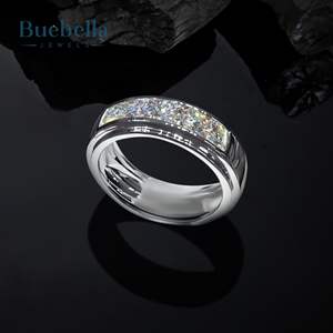 Anillo de Compromiso de Plata de Ley 925 Original con Baño de Oro Blanco de 18k y Moissanita, para Hombre, para Bodas y Fiestas, con Engaste Pavé - Product Image 1