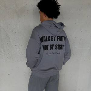 Écusson personnalisé avec strass, logo brodé, sweat à capuche surdimensionné en éponge française, sweat à capuche vintage en coton lourd délavé au soleil pour hommes - Product Image 6