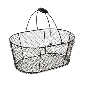 Cesta de compras de metal oxidado, cesta de supermercado con asa, cesta de alambre de hierro, estilo industrial chic, ideal para jardín - Product Image 1