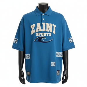 Polo homme en coton et polyester piqué 230 GSM, respirant, manches courtes, logo brodé chenille personnalisé, taille S. - Product Image 5