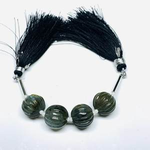 Suministro al por mayor de labradorita de fuego tallada cuentas en forma de melón cuentas de calabaza cuentas de piedras preciosas hebra - Product Image 3