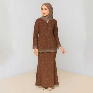 ชุด Baju kurung อิสลามสองชิ้นขนาดพิเศษเสื้อผ้าสำหรับงานปาร์ตี้จากมาเลเซีย - Product Image 6