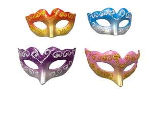 Masques miniatures décoratifs vintage pour fête de Mardi Gras avec plumes, or, vert, noir, rouge, petits masques de carnaval, fabricant - Product Image 2