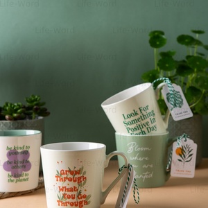 All'ingrosso articoli essenziali per la casa moderna uso quotidiano in ceramica tazze da caffè con <span class=keywords><strong>citazioni</strong></span> <span class=keywords><strong>motivazionali</strong></span> e stampe vegetali bicchieri di porcellana - Product Image 4