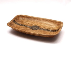 Bandeja de madera para servir con acabado natural para decoración de mesa de fiesta de boda, uso de servicio de catering, servicio delicioso - Product Image 2