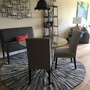Braided Leather Striped Modern <b>Round</b> <b>Rug</b> Non-Slip & Washable for Living Room Bedroom & Dining Room - Product Image 5