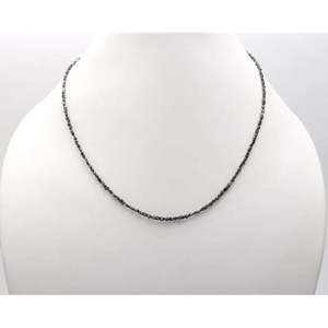 Collier de perles de diamant noir brut non taillé 2-3mm, 16 pouces - Product Image 1