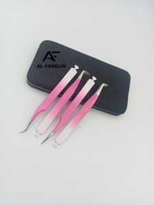 แหนบขนตาญี่ปุ่นแบบเส้นใยสูงสำหรับมืออาชีพแหนบขนตาสีขาวสีชมพูออมเบร - Product Image 5