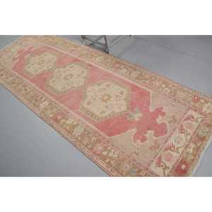 Turkish <b>Runner</b> Rug 3.6x10 ft (111x306 cm), <b>Red</b> Solid Vintage Rug - Product Image 4