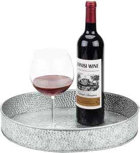 Élégant plateau rond en métal galvanisé durable et élégant pour servir des boissons, des collations ou un décor - Product Image 1