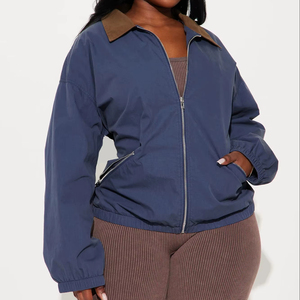 แจ็กเก็ตแบบมีปกคอเสื้อมีซิปสำหรับผู้หญิงเสื้อแจ็คเก็ตแบบเรียบง่ายสำหรับผู้หญิงปรับแต่งได้ - Product Image 1