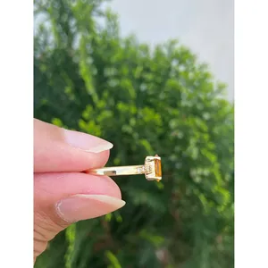 แหวนเพชรซิทรินทรงวงรีในทองคำ 14k - Product Image 6