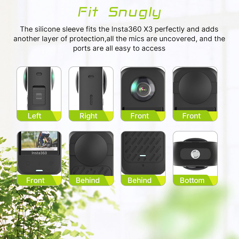 Camera Protective Accessories Kit Silicone Protective Cover with Screen Protectors for Insta360 X3