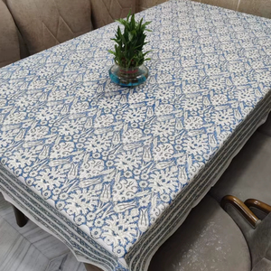 Floral Design 100% Cotton Elegant <b>Tablecloth</b> Handcrafted Traditional Artisan Hand Block Printing Handmade Elegant Table Cover - Product Image 1