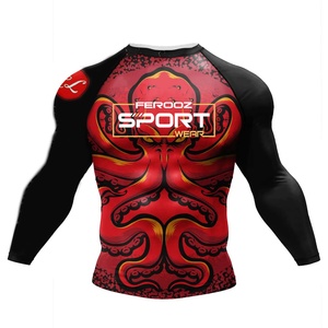 เสื้อรัดกล้ามเนื้อสำหรับ MMA และ BJJ ขายส่ง ผลิตจากโพลีเอสเตอร์และสแปนเด็กซ์ 100% เสื้อรัดกล้ามเนื้อสำหรับ MMA พิมพ์ลายดิจิทัล เสื้อรัดกล้ามเนื้อสำหรับ BJJ ออกแบบโดย Ferooz Sports - Product Image 5