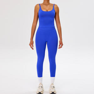 Conjunto de Yoga para Mujer, Transpirable, Sin Costuras, de Cintura Alta, Top Corto con Cuello Cuadrado y Leggings con Sensación de Desnudez para Correr y Gimnasio - Product Image 3