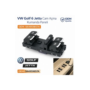 Panel de Control Principal de 4 Botones para Puerta del Conductor de VW Golf 6 Jetta, Nuevo, Botón de Apertura de Ventana 5K4959857A, Garantía de 2 Años - Product Image 3