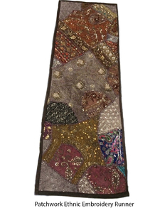 ผ้าปูโต๊ะชาติพันธุ์ยาวงานเย็บปะลายส่าหรีงานเย็บปักลวดลายประณีตผ้าโบโฮอเนกประสงค์สำหรับตกแต่งโต๊ะ - Product Image 3