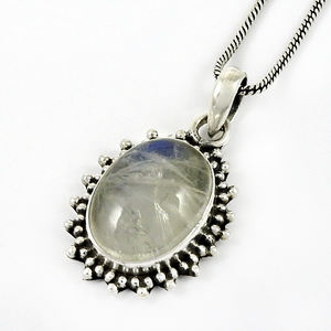 Pierre précieuse de guérison Pierre de lune arc-en-ciel naturelle Pendentif pierre précieuse Bijoux en argent sterling 925 Fournisseur en gros Pendentifs en argent OEM - Product Image 1